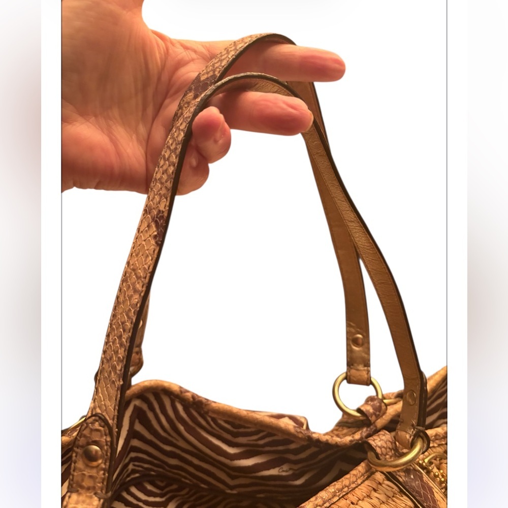 Coach Python Straw Natalie Tote 16839 - Picture 9 of 13